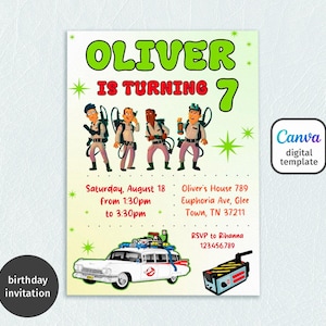 Ghostbusters birthday invitation, printable editable invite, Frozen Empire Party, Ectomobile, boy birthday, digital template