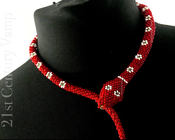 RARE Antique Turkish Snake Necklace with Metal Tee