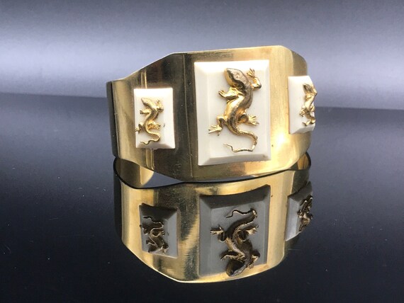 1930s Salamander Cuff Bracelet. Galalith. Painlevé