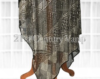 1920s Assuit Shawl. Antique. Egyptian Revival. Art Deco. Geometric.