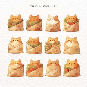 Wrapped Cat Kitten Burrito Clipart: Kawaii Cat PNG Stickers (commercial Use) - Etsy