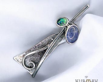 Opaal en tanzaniet 925 sterlingzilveren edelsteenhanger