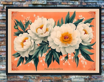 Elegant Peony Botanical Art – Vintage Floral Poster Print