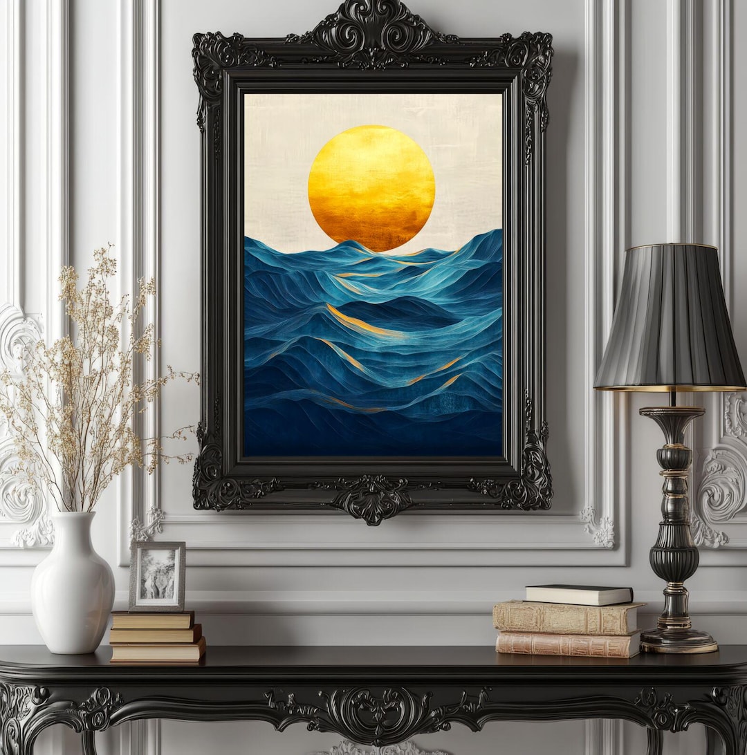 Morden Boho Abstract Ocean Waves Poster 2 – Modern Coastal Wall