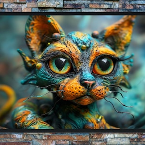 Alien Cat – Surreal Fantasy Creature Wall Art Poster