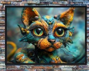 Alien Cat – Surreal Fantasy Creature Wall Art Poster