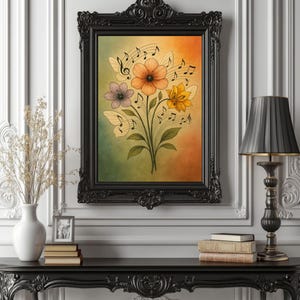 Puzzle Flowers Wall Art Print – Surreal Botanical Poster – Unique