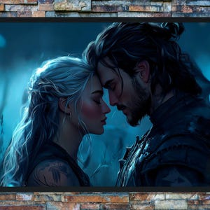 Violet i Xaden – plakat romansowy Fourth Wing | Wydruk sztuki fantasy