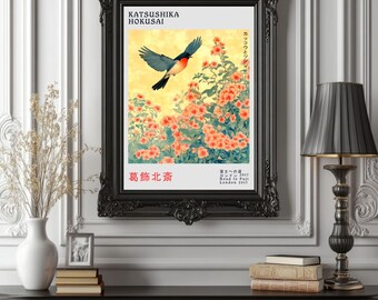葛飾北斎にインスパイアされた日本の五重塔の壁画｜浮世絵風の桜と