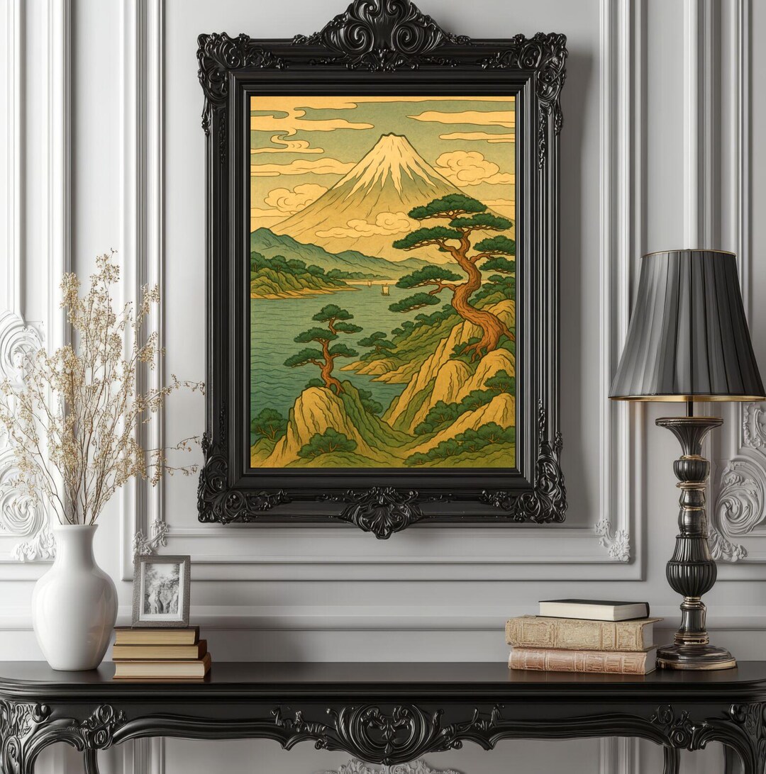 Mount Fuji Landscape Print Inspired by Hokusai | Japanese Woodblock ...