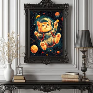 Astronauten Katzen Poster im Astronauten Design