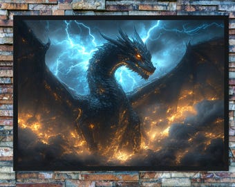 Tairn the Black Dragon Poster | Fourth Wing Fantasy Wall Art