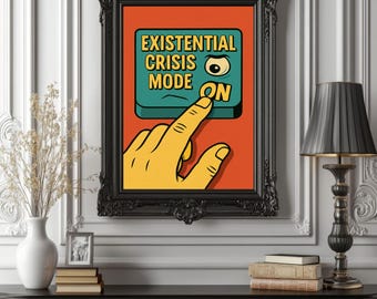 Existentiell krisposter – Rolig väggkonst med psykisk hälsa, retro switchdesign, sarkastisk ångesttryck för kontor eller hem