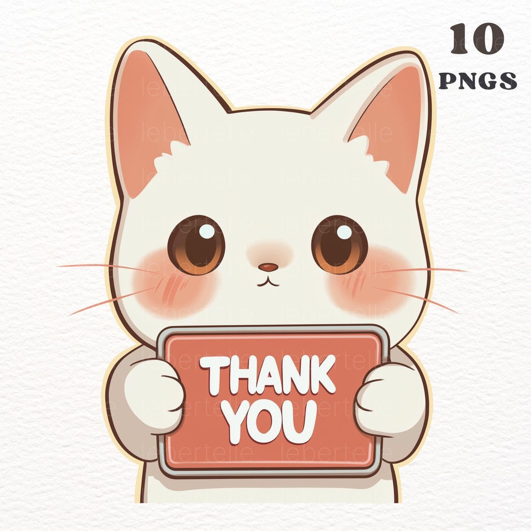 10-png-cats-with-thank-you-sign-clipart-cute-kawaii-style-digital