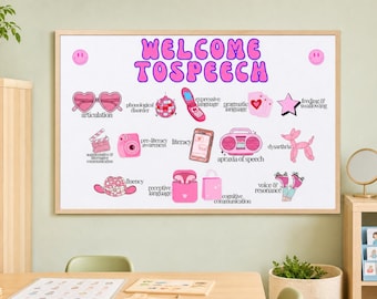 Retro Speech Therapy Bulletin Board: Back to School Classroom Decor