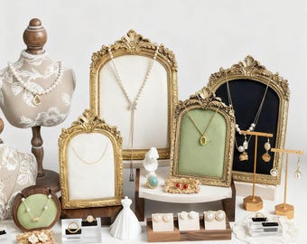 Baroque Gold Necklace & Ring Holder, Elegant Luxury Jewelry Display Stand for Home Decor Gift