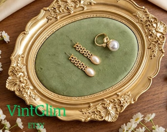 Ornate Gold Jewelry Tray, Velvet Lined Display for Earrings & Rings