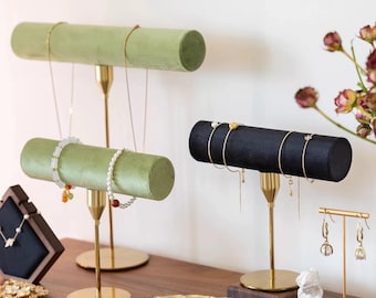 Baroque Velvet Necklace & Bracelet Holder: Gold Base Jewelry Organizer