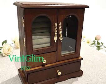 Jewelry Box Miniature: Jewelry Organizer with Mirror & Drawers, Mother's Day Gift Mom