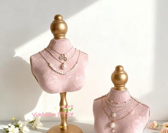 Velvet Baroque Necklace Bust Stand: Teal & Gold Jewelry Display