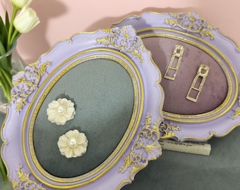 Baroque Purple Jewelry Display Ring Earring Tray, Necklace Holder, Elegant Filigree Home Decor Gift