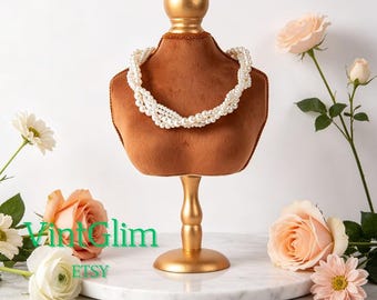 Vintage Orange Velvet Necklace Bust Display, Retail Jewelry Organizer,Pinboard
