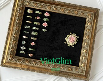Baroque Ring Holder Frame: Luxury Velvet Ring Display Tray, Home Decor Gift Mom Family
