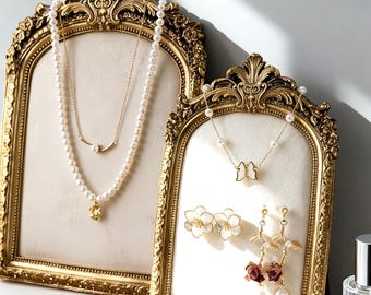 Baroque Gold Frarmed Jewelry Display Stand: Elegant Necklace & Earring Holder