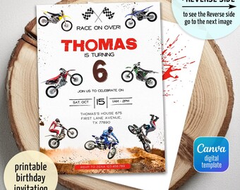 Motocross Birthday invitation, Bike Birthday invitation, Extreme printable editable party invite template, Motorcycle invitation