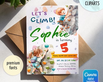 Rock Climbing Birthday invitation, Rock Climbing invitation, Rock Climbing instant download editable boy, printable invitation