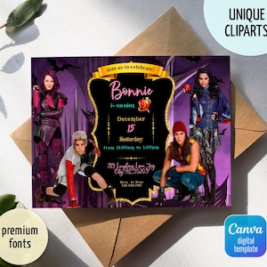Descendants Invitation, Printable Editable Descendants Birthday Invite, Descendants Party Invitation Digital template, teens birthday party