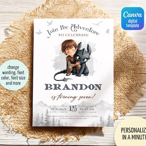 How To Train Your Dragon Movie Ticket invitation, Toothless editable invitation, printable birthday Dragon invitation, boy girl birthday