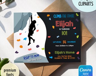 Rock Climbing Birthday invitation, Rock Climbing invitation, Rock Climbing instant download editable boy, printable invitation