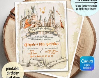 Harry Magical evite template, Wizard Birthday invitation, printable Wizard Party invite, Witches invitation, Magical Birthday boy girl