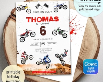 Motocross Birthday invitation, Bike Birthday invitation, Extreme printable editable party invite template, Motorcycle invitation