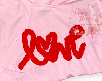 Valentine’s Day Shirt, Galentines Day Shirt, Custom Sweatshirt, Love Shirt, Chenille Yarn Sweatshirt, Pink Sweatshirts for Women, Valentines