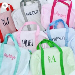 Kids Duffle Bag, Seersucker Duffle, Kids Birthday Gift, Monogrammed Bag, Personalized Gift, Graduation Gift, Baby Shower Gift, Monogram