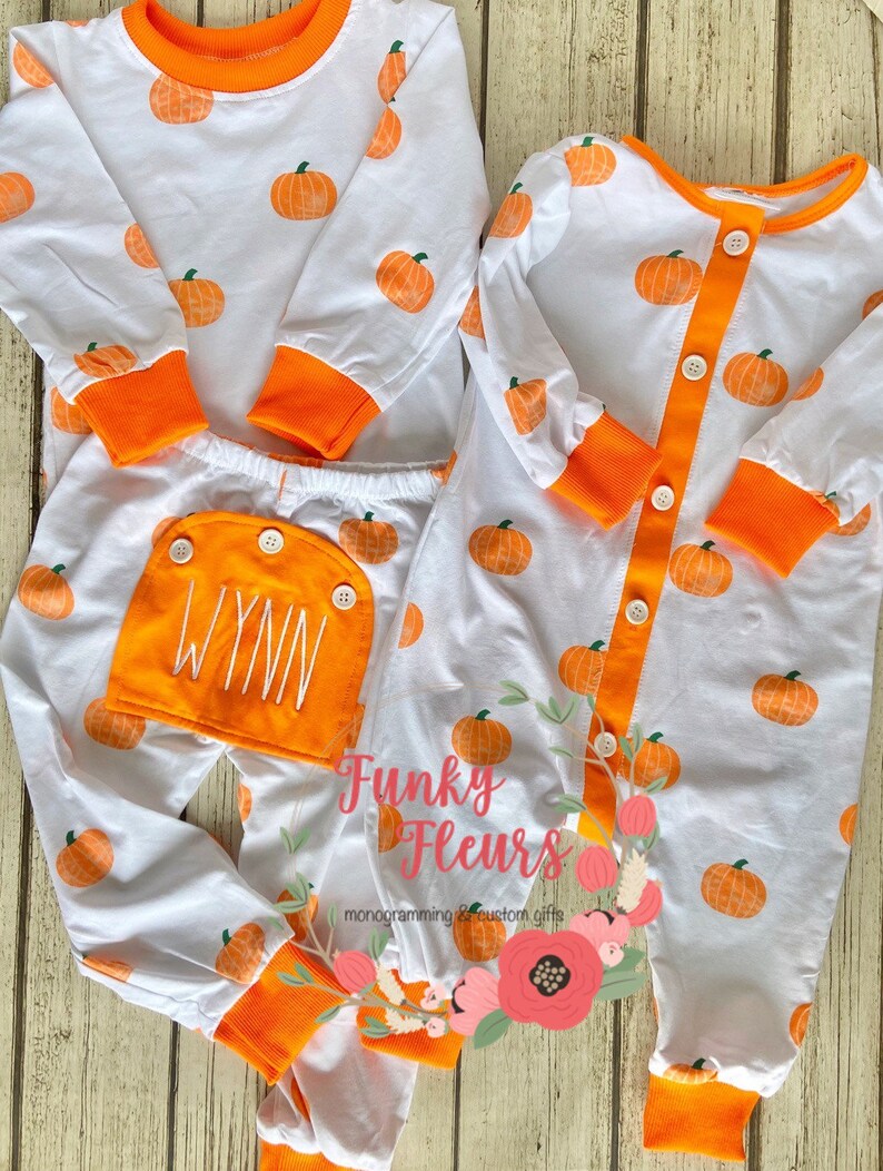 Pumpkin Pajamas Baby Fall Pajamas Pumpkin PJs Halloween Etsy