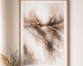 Abstract Wall Art Printable – Warm Horizon Part 6, Neutral Gold Luxury Poster, Modern Vertical Living Room Decor Digital Download