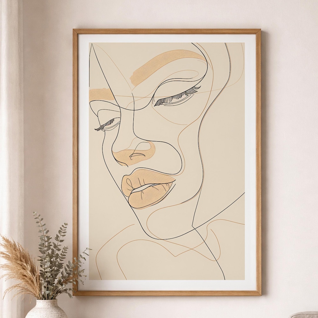 Minimal Line Art Woman Print, Abstract Face Wall Art, Modern Feminine ...
