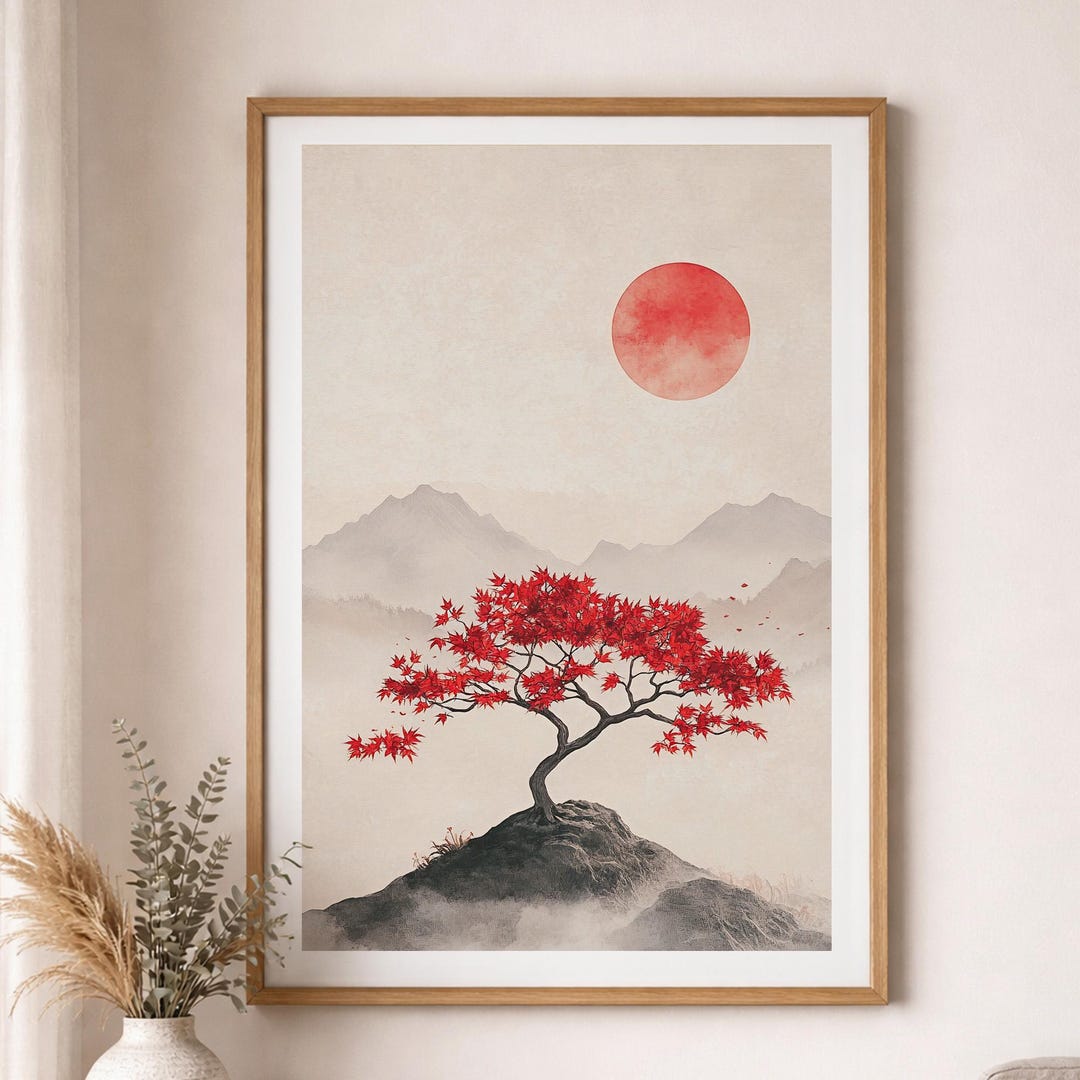 Japandi Bonsai Wall Art Printable – Minimalist Japanese Tree Poster ...
