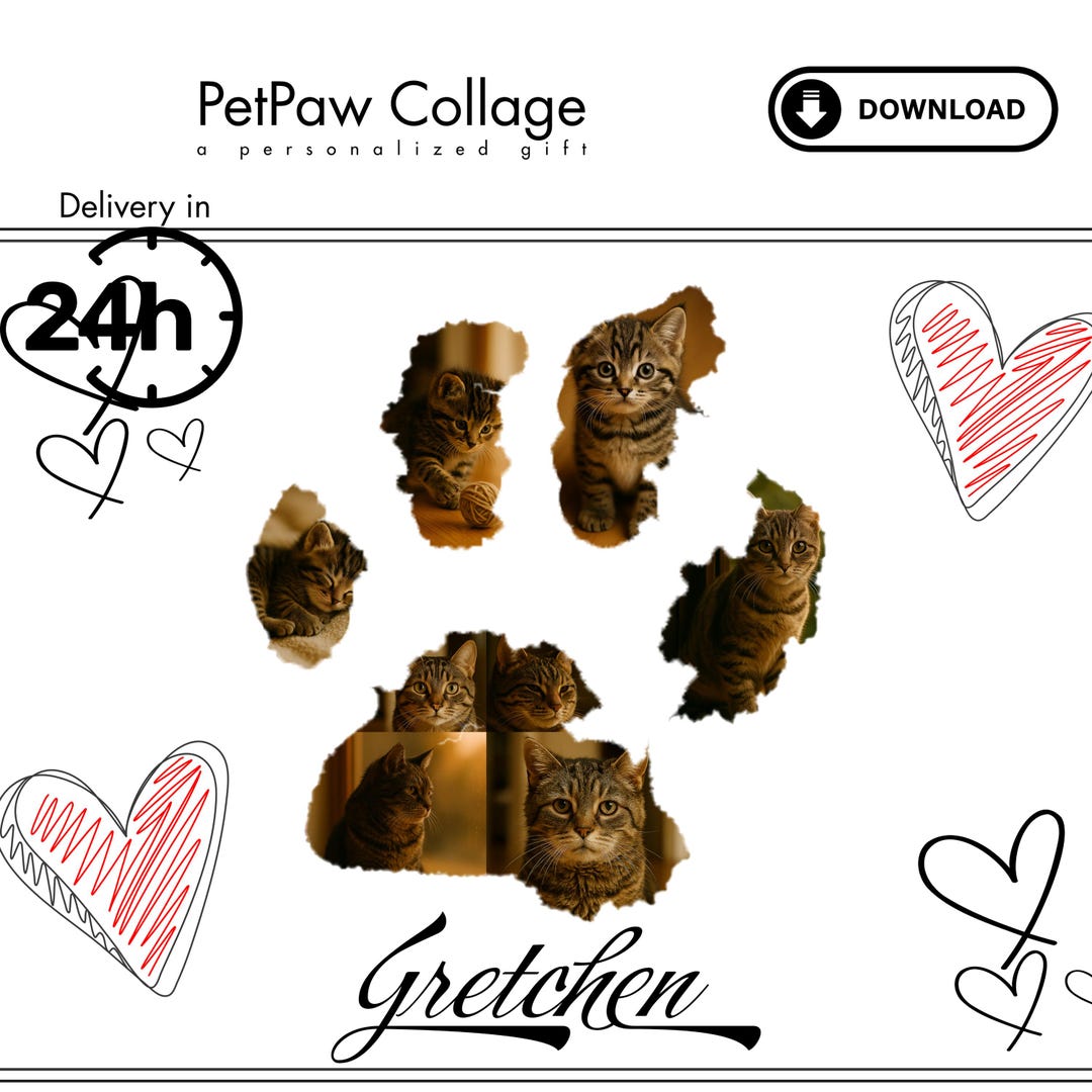 Personalized Pet Paw Print Collage | Custom Cat or Dog Photo Art ...