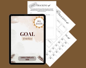 Habit Tracking Canva Vorlage: Ziel- & Aufgabenmanagement, Planer für persönliches Wachstums, Produktionsarbeitsblatt, bearbeitbar druckbar, CC005