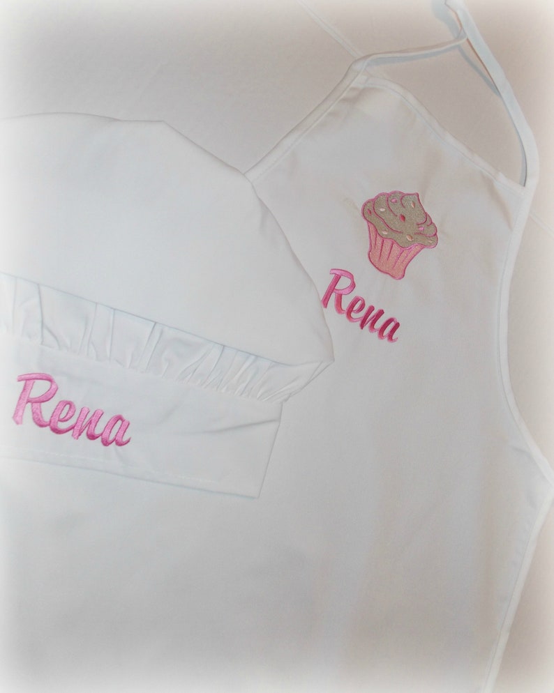 Cyber Monday Sale personalized apron Older Child/'s personalized cupcake apron and chef hat set Embroider kid apron and chef hat