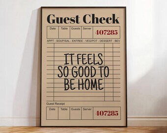 Arte de pared acogedor con recibo de invitados, impresión "Qué bien se siente estar en casa", póster clásico con cita de recibo, decoración retro para inauguración de la casa, imprimible familiar