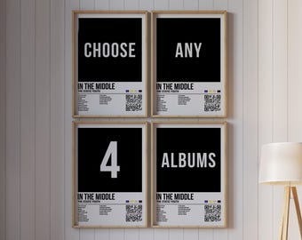 Set of 4 Custom Music Album Prints, Choose Your Own Album, Song Cover Poster, Request Any Favorite Album, Personalized Music Fan Gift Poster