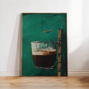 Vintage Kitchen Coffee Wall Art, Aesthetic Deep Green Espresso Poster, Good Morning Breakfast Room Decor, Eclectic Minimalist Barista Gift