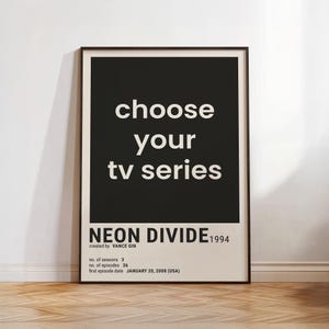 Custom TV Series Poster, Personalized TV Show Lover Gift Idea, Choose Your Movie Room Decor, Unique Cinema Fan Interior Wall Art, Retro Film