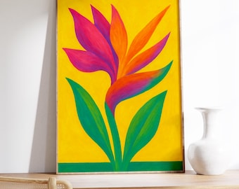 Estampado de ave del paraíso: Arte botánico tropical abstracto