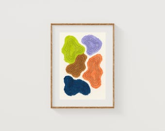 Lebhafter topographischer abstrakter Kunstdruck